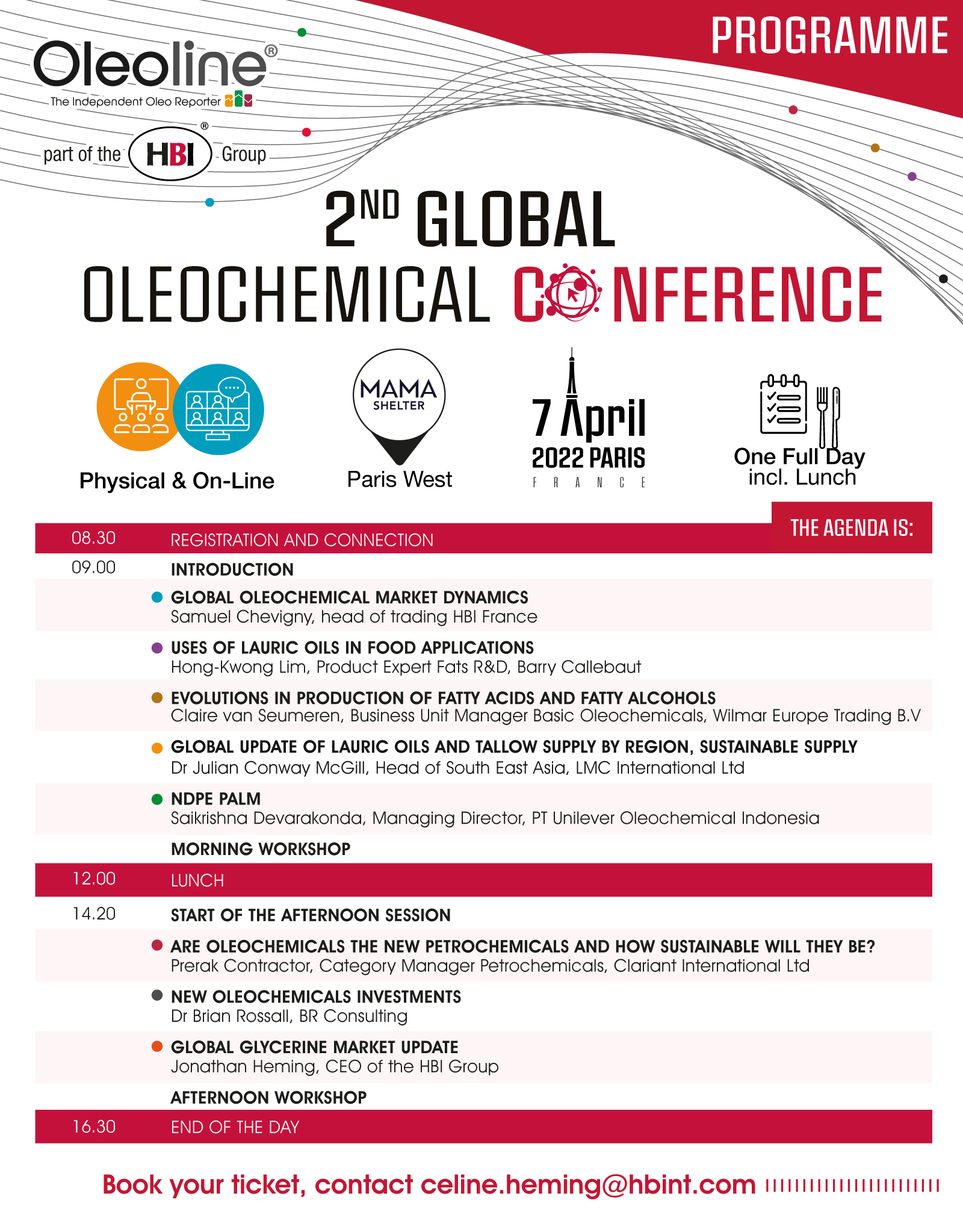 The final agenda of the Oleochemical Conference is released